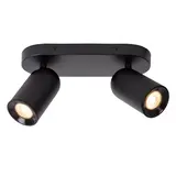 Lucide LED Plafondspot Dubbel - Punch Richtbaar - Zwart  Mat | 2x GU10 fitting - 230v Lucide LED Plafondspot Dubbel - Punch Richtbaar - Zwart  Mat | 2x GU10 fitting - 230v