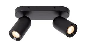 Lucide LED Plafondspot Dubbel - Punch Richtbaar - Zwart  Mat | 2x GU10 fitting - 230v Lucide LED Plafondspot Dubbel - Punch Richtbaar - Zwart  Mat | 2x GU10 fitting - 230v