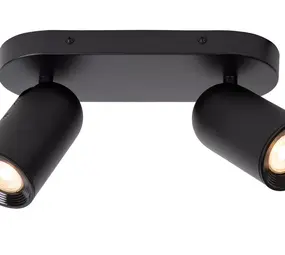 Lucide LED Plafondspot Dubbel - Punch Richtbaar - Zwart  Mat | 2x GU10 fitting - 230v