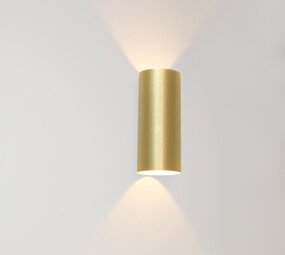 LCB LED Europe  LED Wandlamp Up Downlight - IP20 Goud -  72MM - 2x 4W 720lm - 2700K 827 Warm wit |  180MM hoog  - 230v - Dimbaar