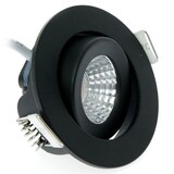 LCB LED Europe  LED Mini  Inbouwspot IP65 - Zwart 62MM - 5W 450LM - 2700K 827 Warm Wit | Zaagmaat 52MM - Triac Dimbaar | 230v