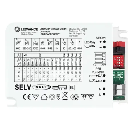 Ledvance Zakelijk: Professionele LED Verlichting & Armaturen Dimbare DALI LED DRIVER 60W - DALI2 220-240v - 1A4