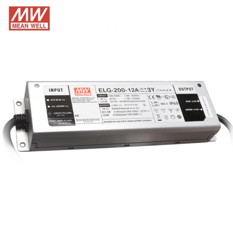 Meanwell LED 12V Voeding adapter IP65 - 200W 16.6A - 3 Jaar garantie Meanwell LED 12V Voeding adapter IP65 - 200W 16.6A - 3 Jaar garantie