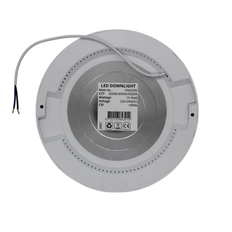 LCB LED LED Downlight - Plafondlamp Inbouw/ Opbouw IP20 - Ø220MM - 15W  1500Lm - CCT 830 - 840 - 865 Multi color Switch | Incl. Inbouwmaat verstelbaar Veerklem systeem