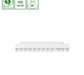 Spectrum voor de installateur LED 48V Magnetische Railspot - Wit - Model S - 12W 1200Lm - 3000K 830 Warm Wit | 12 Leds - Track Bar - Shift Systeem 204x23x42mm 35D