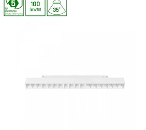 Spectrum voor de installateur LED 48V Magnetische Railspot - Wit - Model M - 17W 1700Lm - 3000K 830 Warm Wit | 18 Leds - Track Bar - Shift Systeem 303x23x42mm 35D