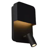 Lucide BOXER - Bedlamp / Wandlamp - LED - 3000K - Met USB oplaadpunt - Zwart