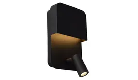 Lucide BOXER - Bedlamp / Wandlamp - LED - 3000K - Met USB oplaadpunt - Zwart