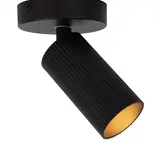 LED Plafondspot GU10 - Richtbaar - CLUBS Geribbeld zwart | GU10 fitting