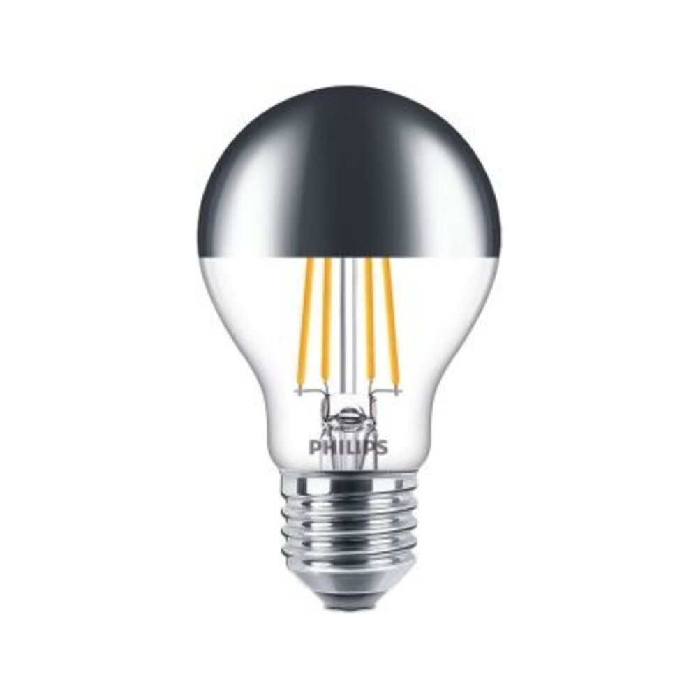 Philips LED Verlichting | Officieel distributeur LED Bulb - E27 Fitting - Peer Spiegel Zilver - 7.2W 650Lm - 827 Zeer Warm Wit | Dimbaar - Vervangt 60W