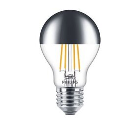 Philips LED Verlichting | Officieel distributeur LED Bulb - E27 Fitting - Peer Spiegel Zilver - 7.2W 650Lm - 827 Zeer Warm Wit | Dimbaar - Vervangt 60W
