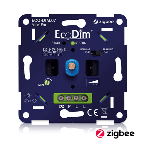 LCB LED Europe LED Dimmer Inbouw 250W - Zigbee 3.0 Wisselschakeling - Draai druk dimmer | 0-250W (RLC) - Fase aansnijding en afsnijding LCB LED Europe LED Dimmer Inbouw 250W - Zigbee 3.0 Wisselschakeling - Draai druk dimmer | 0-250W (RLC) - Fase aansnijding en afsnijding