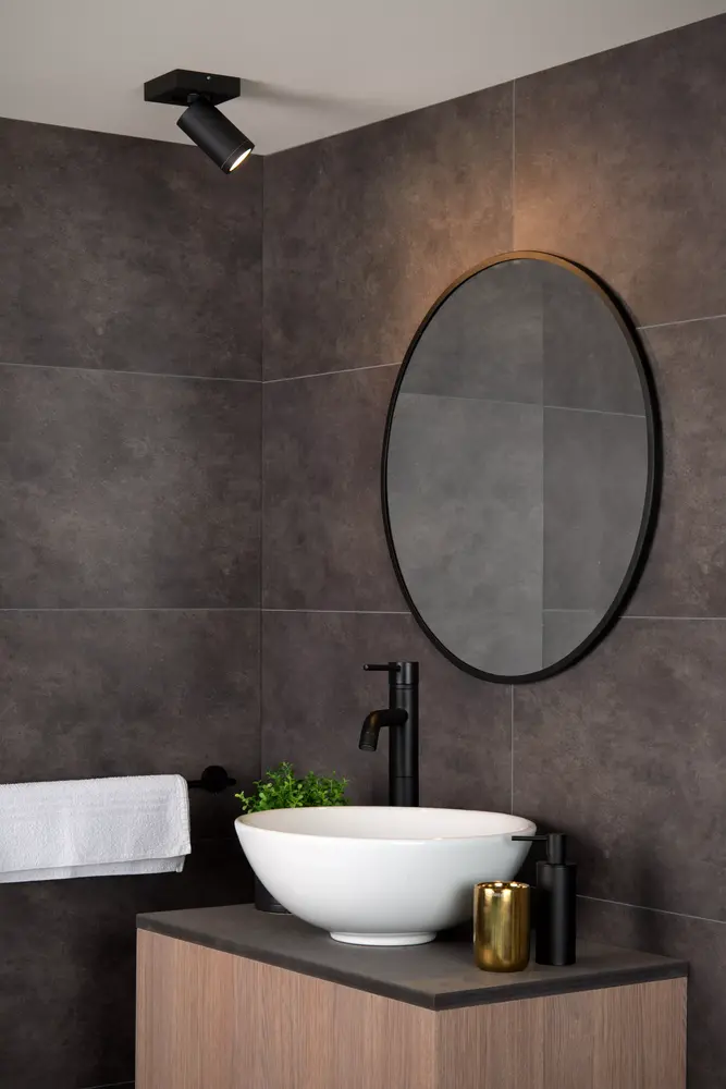 Lucide LED Plafondspot IP44 - DTW Dimtone - 1x GU10 - TAYLOR Zwart - Dim to warm GU10 Fitting - 920 / 930 2200K/3000K | Geschikt voor badkamer