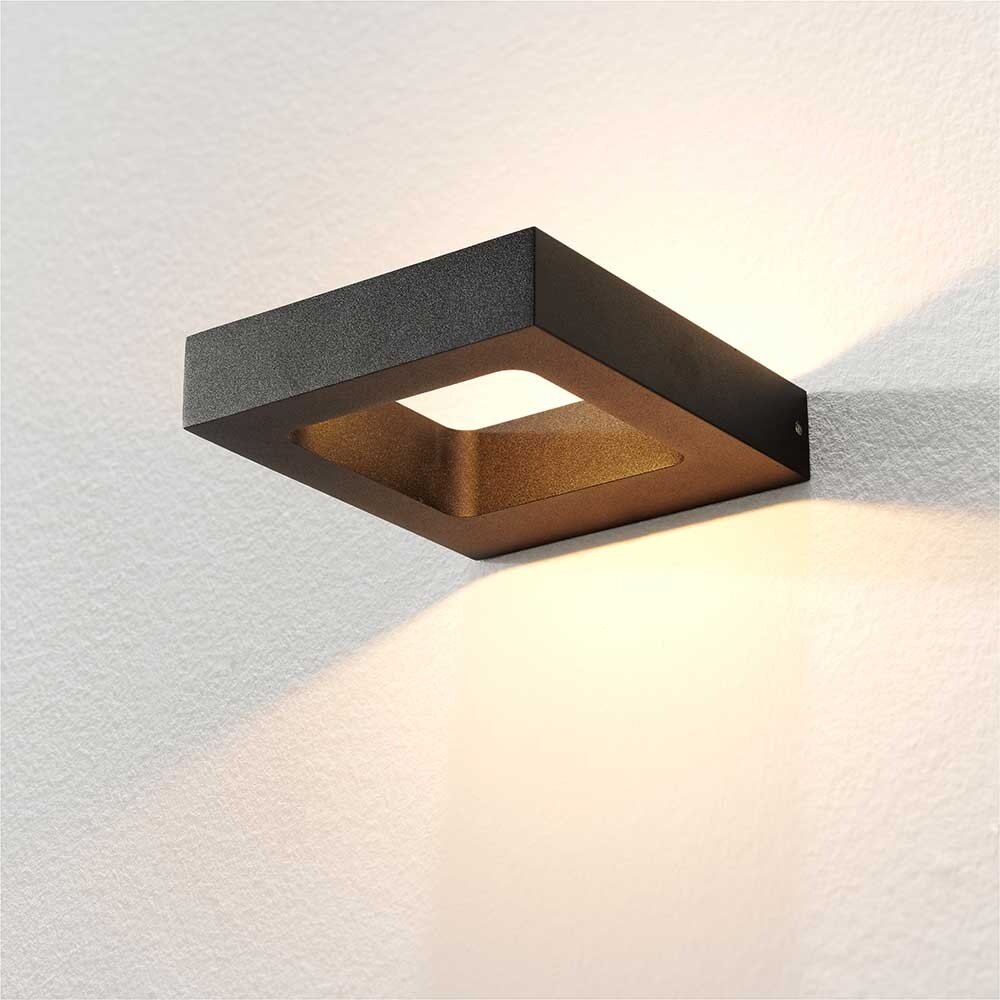 LCB LED Europe Wandarmatuur IP54 Zwart - Up and Downlight - Wandlamp Carre - 4W 460Lm 2700K 927 Warm wit - 14.5x13x3cm LCB LED Europe Wandarmatuur IP54 Zwart - Up and Downlight - Wandlamp Carre - 4W 460Lm 2700K 927 Warm wit - 14.5x13x3cm