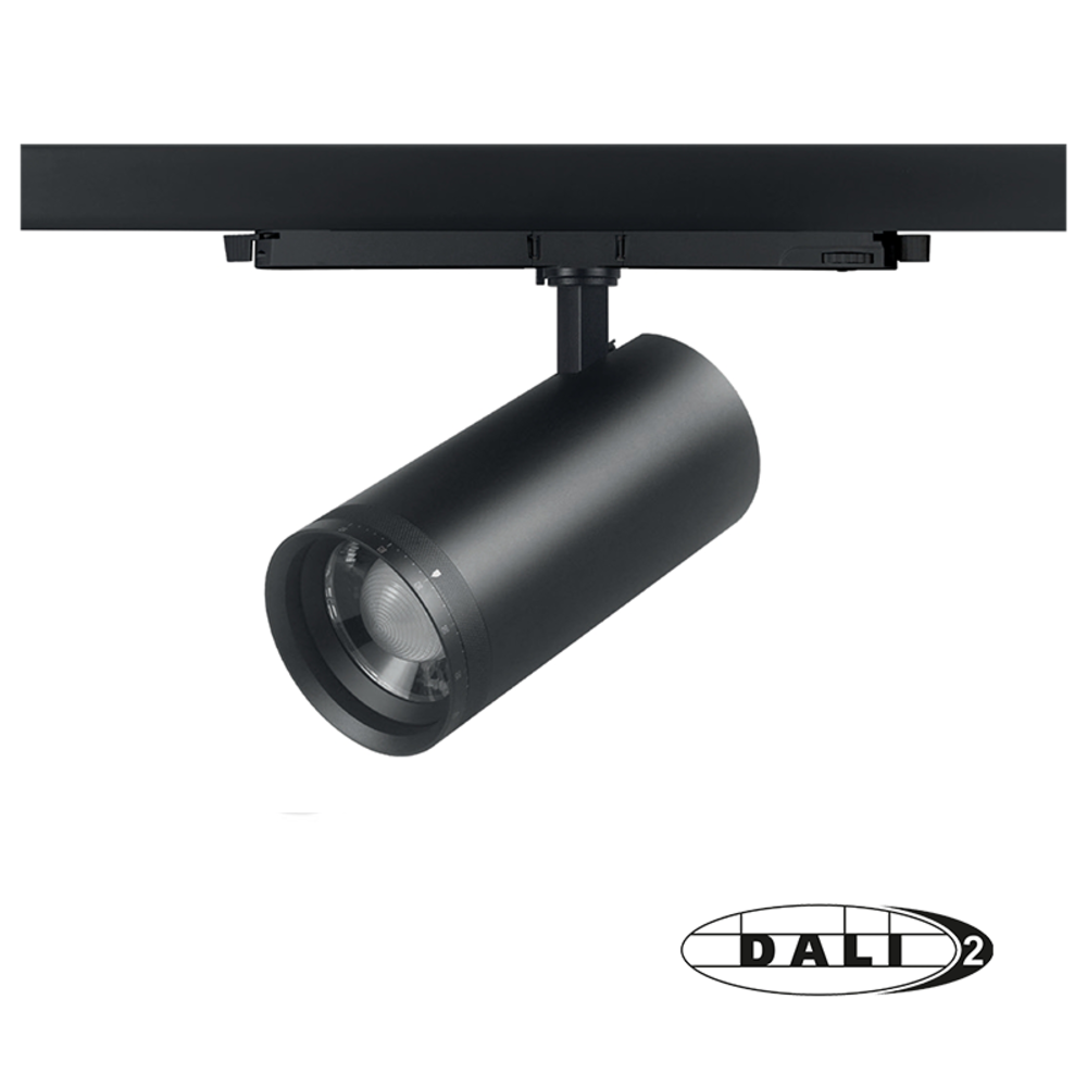 LCB LED Europe  LED DALI 3- fase Railspot  Zwart - 30W 2250Lm - CCT 927 - 940 Multi Color Switch | Beste Kleurweergave -  Focus lens 15º tot 55º bundel | Dimbaar| 5 jaar garantie