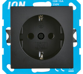 ION INDUSTRIES V1/J1 contactdoos inbouw - 1-voudig - randaarde - met aanraakbeveiliging - 71 x 71 x 32 mm - Mat Zwart