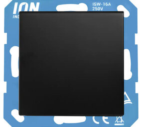 ION INDUSTRIES Contactdoos inbouw - E1 - 1-voudig - randaarde - met klep AB - IP44 - 71 x 71 x 32 mm - Mat Zwart