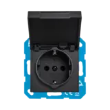 ION INDUSTRIES V1/J1 contactdoos inbouw RA - 1-voudig - randaarde - met klep - IP44 - Mat Zwart