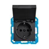 ION INDUSTRIES V1/J1 contactdoos inbouw RA - 1-voudig - randaarde - met klep - IP44 - Mat Zwart