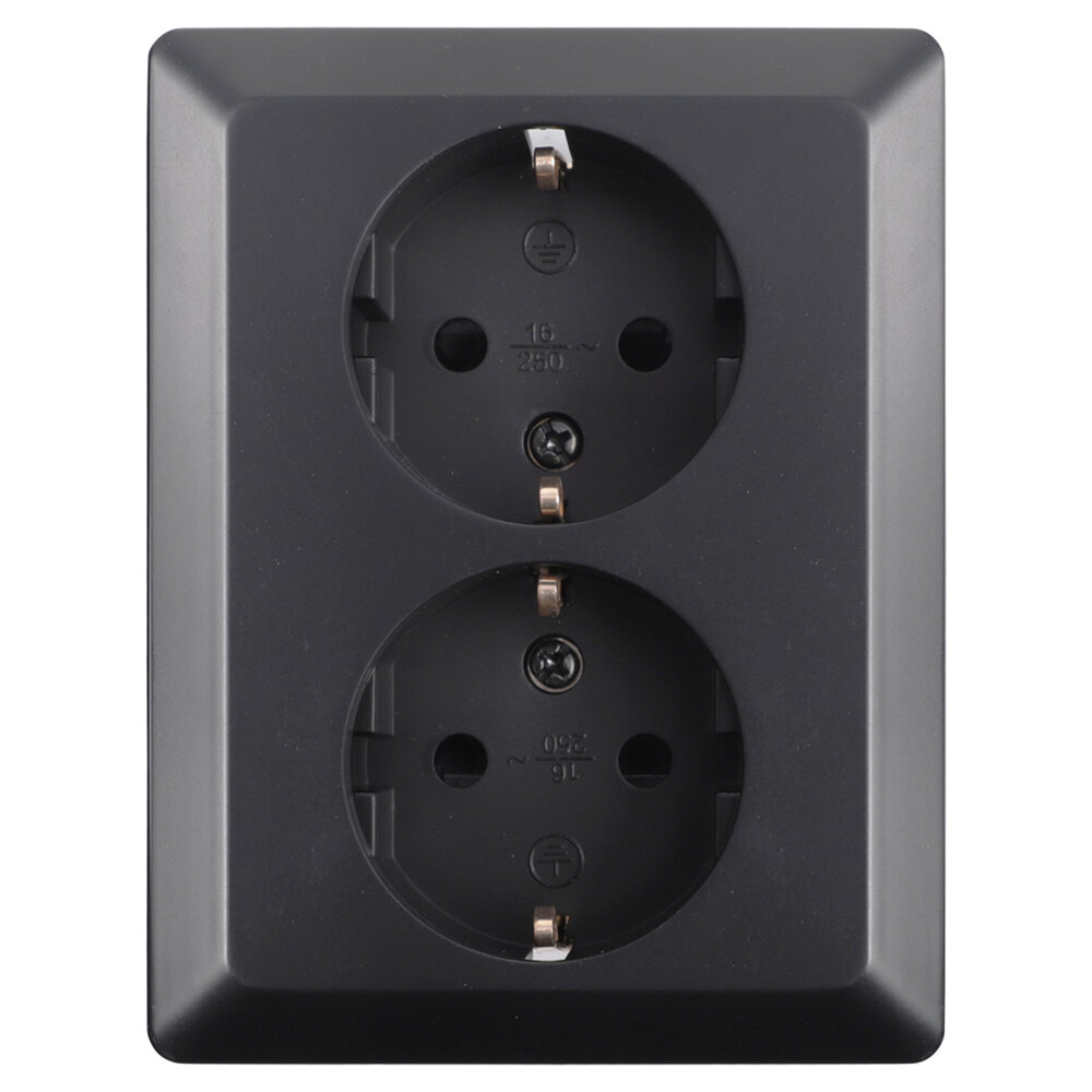 ION INDUSTRIES Contactdoos inbouw/opbouw - 2-voudig - RA - Mat Zwart ION INDUSTRIES Contactdoos inbouw/opbouw - 2-voudig - RA - Mat Zwart