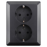 ION INDUSTRIES Contactdoos inbouw/opbouw - 2-voudig - RA - Mat Zwart