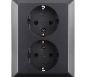 ION INDUSTRIES Contactdoos inbouw/opbouw - 2-voudig - RA - Mat Zwart