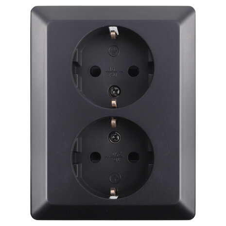 ION INDUSTRIES Contactdoos inbouw/opbouw - 2-voudig - RA - Mat Zwart ION INDUSTRIES Contactdoos inbouw/opbouw - 2-voudig - RA - Mat Zwart