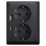 ION INDUSTRIES Contactdoos inbouw/opbouw - 2-voudig - RA - USB-A  +  USB-C Mat Zwart ION INDUSTRIES Contactdoos inbouw/opbouw - 2-voudig - RA - USB-A  +  USB-C Mat Zwart