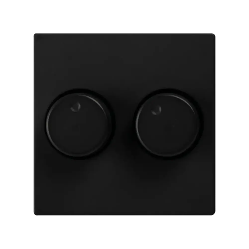 ION INDUSTRIES V1/J1 centraalplaat met knop - duo dimmer - 55 x 55 mm - Mat Zwart