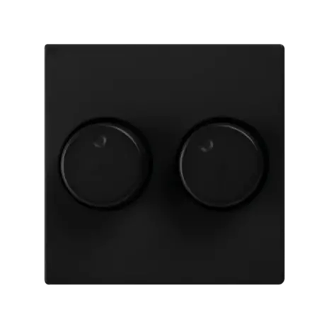 ION INDUSTRIES V1/J1 centraalplaat met knop - duo dimmer - 55 x 55 mm - Mat Zwart