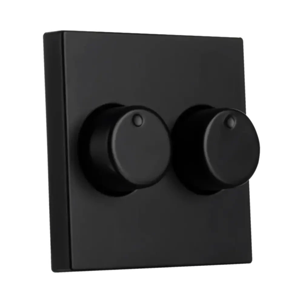 ION INDUSTRIES V1/J1 centraalplaat met knop - duo dimmer - 55 x 55 mm - Mat Zwart