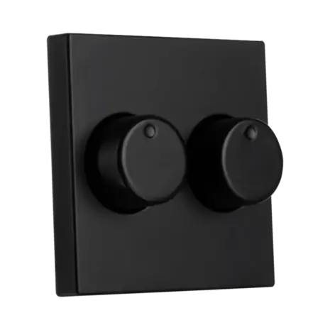 ION INDUSTRIES V1/J1 centraalplaat met knop - duo dimmer - 55 x 55 mm - Mat Zwart