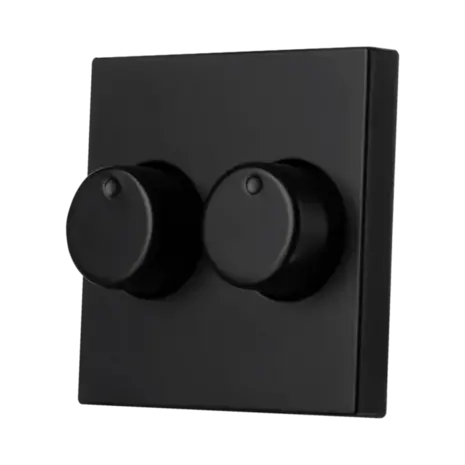 ION INDUSTRIES V1/J1 centraalplaat met knop - duo dimmer - 55 x 55 mm - Mat Zwart