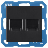 ION INDUSTRIES V1/J1 modular jack 2-voudig - recht - plaat - Mat Zwart ION INDUSTRIES V1/J1 modular jack 2-voudig - recht - plaat - Mat Zwart
