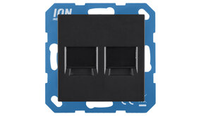 ION INDUSTRIES V1/J1 modular jack 2-voudig - recht - plaat - Mat Zwart ION INDUSTRIES V1/J1 modular jack 2-voudig - recht - plaat - Mat Zwart
