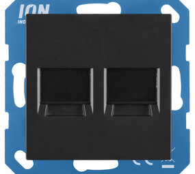ION INDUSTRIES V1/J1 modular jack 2-voudig - recht - plaat - Mat Zwart
