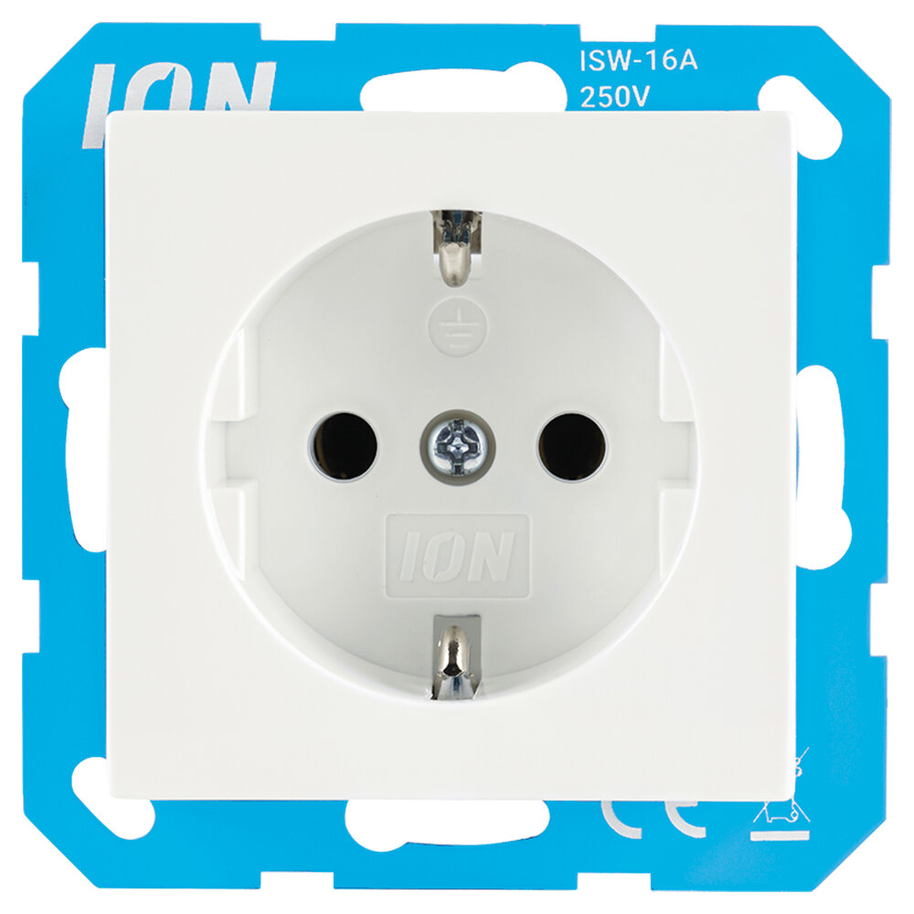 ION INDUSTRIES V1/J1 contactdoos inbouw - 1-voudig - randaarde - met aanraakbeveiliging - 71 x 71 x 32 mm - Alpin Wit