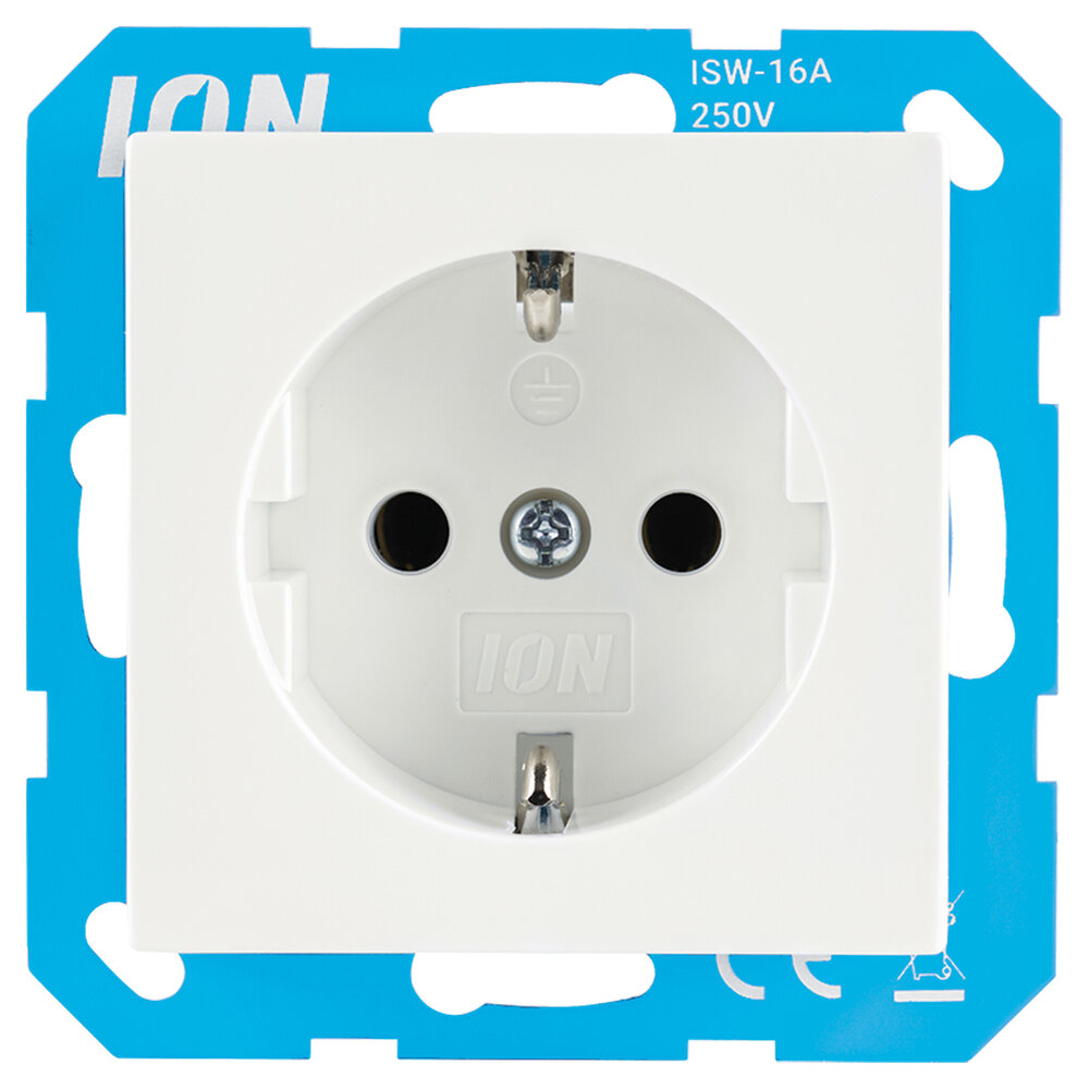 ION INDUSTRIES V1/J1 contactdoos inbouw - 1-voudig - randaarde - 71 x 71 x 32 mm - Alpin Wit ION INDUSTRIES V1/J1 contactdoos inbouw - 1-voudig - randaarde - 71 x 71 x 32 mm - Alpin Wit