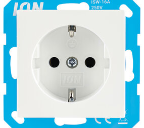 ION INDUSTRIES V1/J1 contactdoos inbouw - 1-voudig - randaarde - 71 x 71 x 32 mm - Alpin Wit