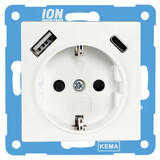 ION INDUSTRIES ION Industries V1/J1 contactdoos inbouw - 1-voudig - randaarde - met USB-A en USB-C - 71 x 71 x 32 mm - Alpin Wit ION INDUSTRIES ION Industries V1/J1 contactdoos inbouw - 1-voudig - randaarde - met USB-A en USB-C - 71 x 71 x 32 mm - Alpin Wit