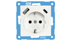 ION INDUSTRIES ION Industries V1/J1 contactdoos inbouw - 1-voudig - randaarde - met USB-A en USB-C - 71 x 71 x 32 mm - Alpin Wit ION INDUSTRIES ION Industries V1/J1 contactdoos inbouw - 1-voudig - randaarde - met USB-A en USB-C - 71 x 71 x 32 mm - Alpin Wit