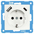 ION Industries V1/J1 contactdoos inbouw - 1-voudig - randaarde - met USB-A en USB-C - 71 x 71 x 32 mm - Alpin Wit