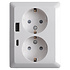 Contactdoos inbouw/opbouw - 2-voudig - RA - USB-A  +  USB-C Alpin Wit