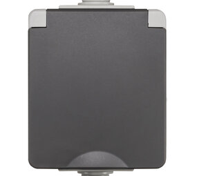 ION INDUSTRIES Contactdoos spatwaterdicht - opbouw - 1-voudig - randaarde - IP55 - grijs