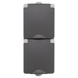 ION INDUSTRIES Contactdoos spatwaterdicht - opbouw - 2-voudig - randaarde - verticaal - IP55 - grijs