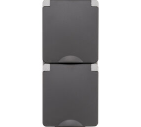 ION INDUSTRIES Contactdoos spatwaterdicht - opbouw - 2-voudig - randaarde - verticaal - IP55 - grijs