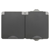 ION INDUSTRIES Contactdoos spatwaterdicht - opbouw - 2-voudig - randaarde - IP55 - grijs