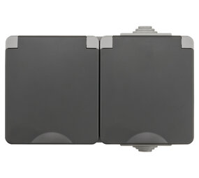 ION INDUSTRIES Contactdoos spatwaterdicht - opbouw - 2-voudig - randaarde - IP55 - grijs