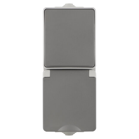 ION INDUSTRIES Combinatie spatwaterdicht - opbouw - wissel - randaarde - verticaal - IP55 - grijs ION INDUSTRIES Combinatie spatwaterdicht - opbouw - wissel - randaarde - verticaal - IP55 - grijs