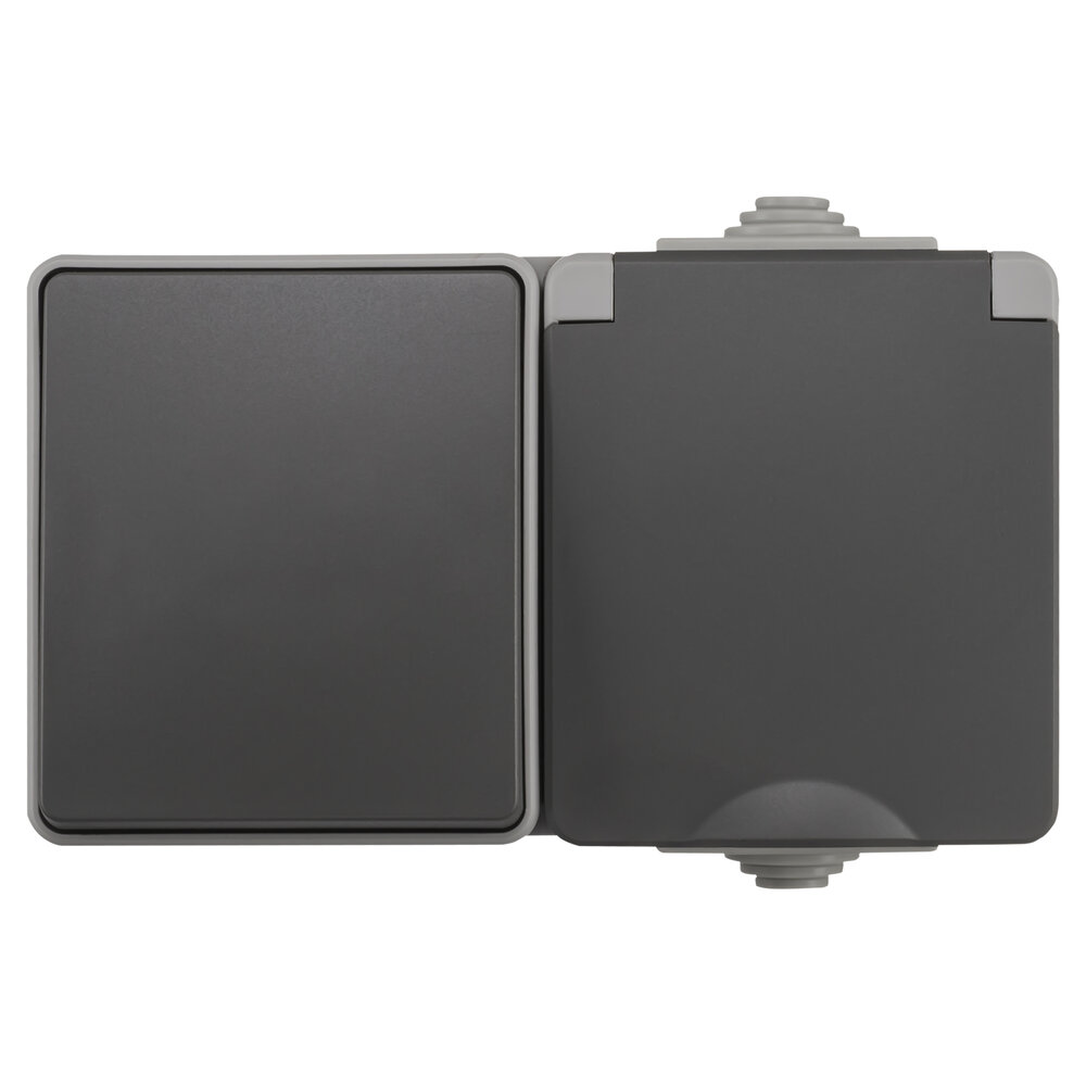 ION INDUSTRIES Combinatie spatwaterdicht - opbouw - wissel - randaarde - IP55 - grijs ION INDUSTRIES Combinatie spatwaterdicht - opbouw - wissel - randaarde - IP55 - grijs